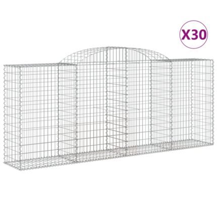 Paniers à gabions clôture cage mur de soutènement arqués 30 pcs 300 x 50 x 120/140 cm fer galvanisé Argent 02_0040843