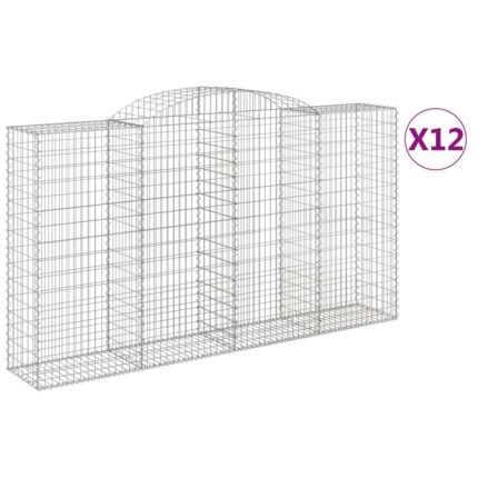 Paniers à gabions clôture cage mur de soutènement arqués 1lot de 2 300 x 50 x 160/180 cm fer galvanisé Argent 02_0040554