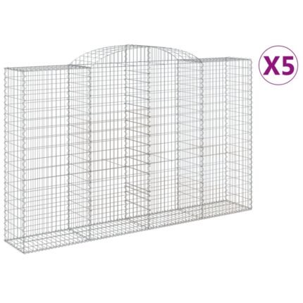 Paniers à gabions clôture cage mur de soutènement arqués 5 pcs 300 x 50 x 180/200 cm fer galvanisé Argent 02_0040915