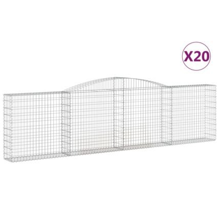 Paniers à gabions clôture cage mur de soutènement arqués 20 pcs 400 x 30 x 100/120 cm fer galvanisé Argent 02_0040631