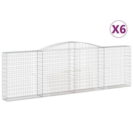 Paniers à gabions clôture cage mur de soutènement arqués 6 pcs 400 x 30 x 120/140 cm fer galvanisé Argent 02_0041034