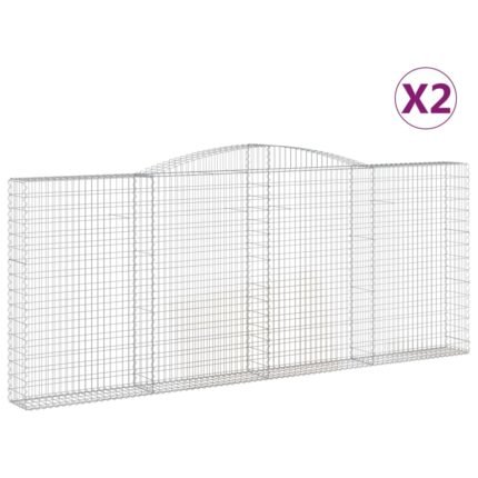 Lot de 2 paniers à gabions clôture cage mur de soutènement arqués 400 x 30 x 160/180 cm fer galvanisé Argent 02_0041389