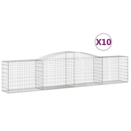 Paniers à gabions clôture cage mur de soutènement arqués 10 pcs 400 x 50 x 80/100 cm fer galvanisé Argent 02_0040304