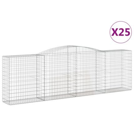 Paniers à gabions clôture cage mur de soutènement arqués 25 pcs 400 x 50 x 120/140 cm fer galvanisé Argent 02_0040712
