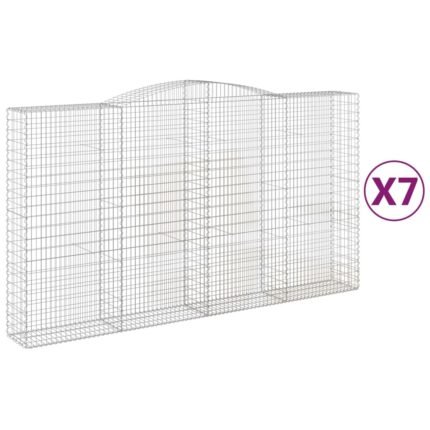 Lot de 7 paniers à gabions clôture cage mur de soutènement arqués 400 x 50 x 220/240 cm fer galvanisé Argent 02_0041145