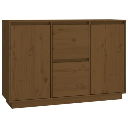 Buffet bahut commode armoire meuble de rangement organisateur cuisine salle de séjour salon 111 x 34 x 75 cm bois massif de pin marron 02_0035736
