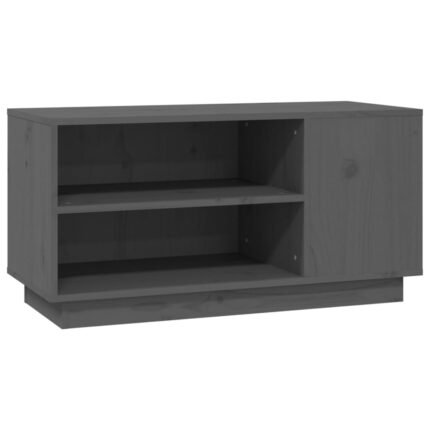 Meuble TV multimédia étagère télévision buffet téléviseur salle à manger salon chambre 80 x 35 x 40,5 cm bois de pin massif gris 02_0026278