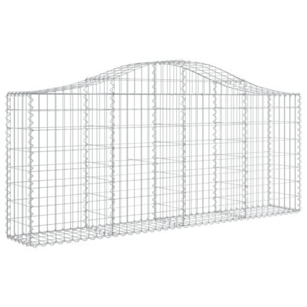 Panier de gabions clôture cage mur de soutènement arqué 200 x 30 x 80/100 cm fer galvanisé Argent 02_0040016