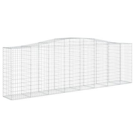Panier de gabions clôture cage mur de soutènement arqué 400 x 50 x 120/140 cm fer galvanisé Argent 02_0040086