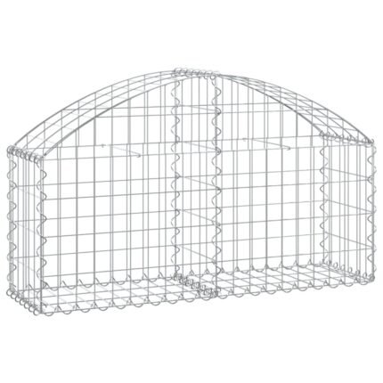 Panier de gabions clôture cage mur de soutènement arqué 100 x 30 x 40/60 cm fer galvanisé Argent 02_0039957