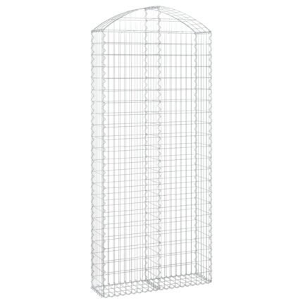 Panier de gabions clôture cage mur de soutènement arqué 100 x 30 x 220/240 cm fer galvanisé Argent 02_0039956