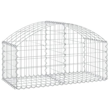 Panier de gabions clôture cage mur de soutènement arqué 100 x 50 x 40/60 cm fer galvanisé Argent 02_0039967