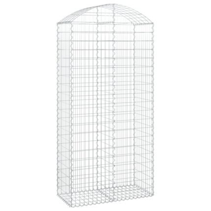 Panier de gabions clôture cage mur de soutènement arqué 100 x 50 x 200/220 cm fer galvanisé Argent 02_0039965