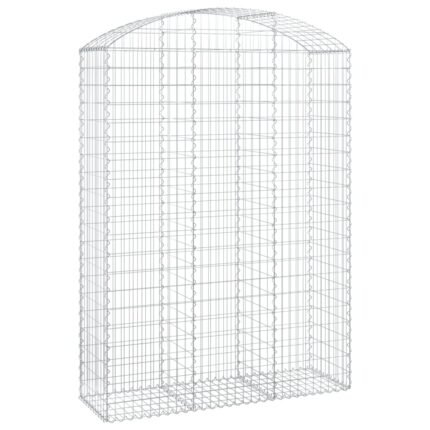 Panier de gabions clôture cage mur de soutènement arqué 150 x 50 x 200/220 cm fer galvanisé Argent 02_0039985