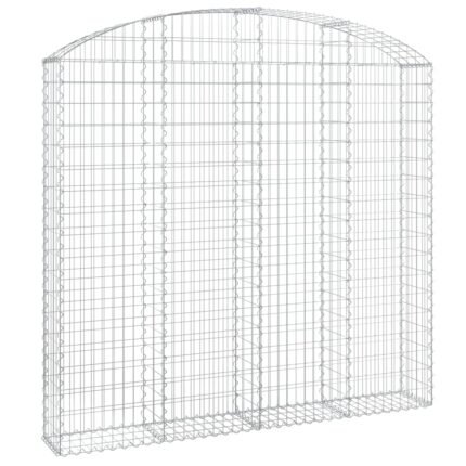 Panier de gabions clôture cage mur de soutènement arqué 200 x 30 x 180/200 cm fer galvanisé Argent 02_0040002
