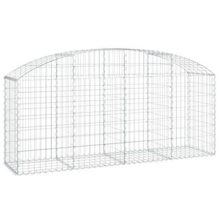 Panier de gabions clôture cage mur de soutènement arqué 200 x 50 x 80/100 cm fer galvanisé Argent 02_0040047