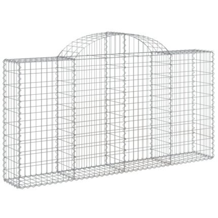Panier de gabions clôture cage mur de soutènement arqué 200 x 30 x 100/120 cm fer galvanisé Argent 02_0039992
