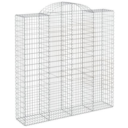 Panier de gabions clôture cage mur de soutènement arqué 200 x 50 x 200/220 cm fer galvanisé Argent 02_0040036