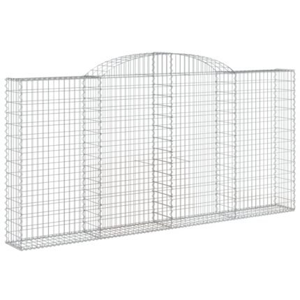 Panier de gabions clôture cage mur de soutènement arqué 300 x 30 x 140/160 cm fer galvanisé Argent 02_0040051