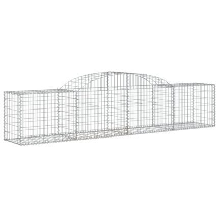 Panier de gabions clôture cage mur de soutènement arqué 300 x 50 x 60/80 cm fer galvanisé Argent 02_0040066