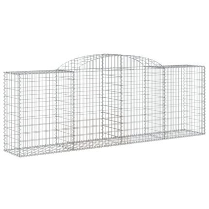 Panier de gabions clôture cage mur de soutènement arqué 300 x 50 x 100/120 cm fer galvanisé Argent 02_0040058