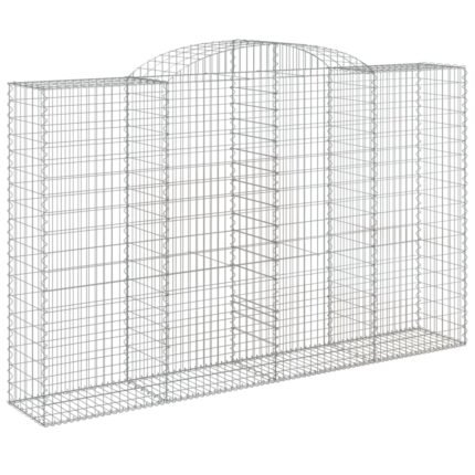 Panier de gabions clôture cage mur de soutènement arqué 300 x 50 x 180/200 cm fer galvanisé Argent 02_0040062