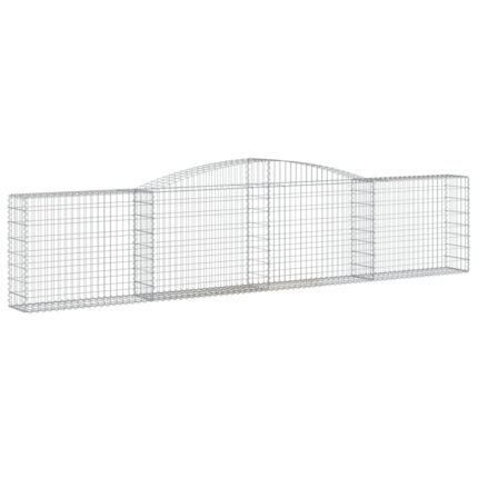 Panier de gabions clôture cage mur de soutènement arqué 400 x 30 x 80/100 cm fer galvanisé Argent 02_0040082