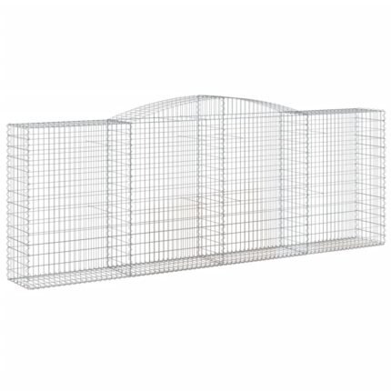 Panier de gabions clôture cage mur de soutènement arqué 400 x 50 x 140/160 cm fer galvanisé Argent 02_0040089