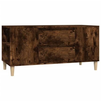 Meuble TV multimédia étagère télévision buffet téléviseur salle à manger salon chambre chêne fumé 102 x 44,5 x 50 cm bois d'ingénierie brun 02_0027307