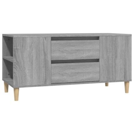 Meuble TV multimédia étagère télévision buffet téléviseur salle à manger salon chambre sonoma 102 x 44,5 x 50 cm bois d'ingénierie gris 02_0028369