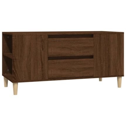 Meuble TV multimédia étagère télévision buffet téléviseur salle à manger salon chambre chêne 102 x 44,5 x 50 cm bois d'ingénierie brun 02_0027145