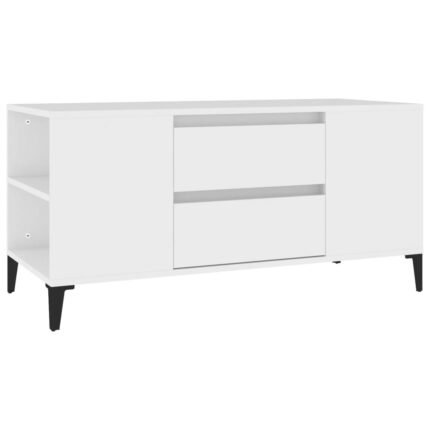 Meuble TV multimédia étagère télévision buffet téléviseur salle à manger salon chambre 102 x 44,5 x 50 cm bois d'ingénierie blanc 02_0025619