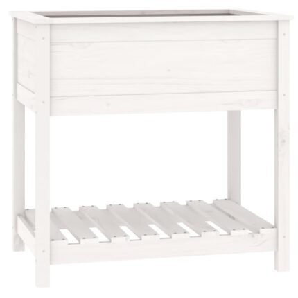Jardinière bac lit surélevé plantes fleurs terrasse jardin avec étagère 82,5 x 54 x 81 cm bois massif de pin blanc 02_0038405