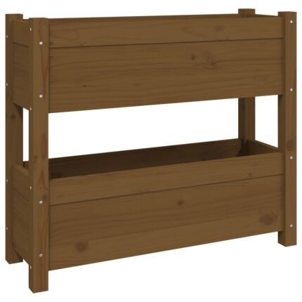 Jardinière bac lit surélevé plantes fleurs terrasse jardin 77 x 25 x 66 cm bois massif de pin marron 02_0037852