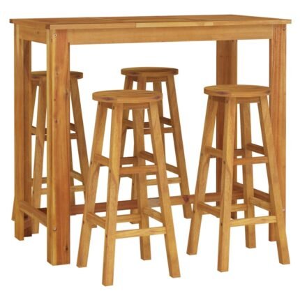 Ensemble de salle à manger de jardin meuble extérieur 5 pièces bois d'acacia solide 02_0013755