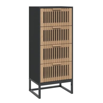 Buffet bahut commode armoire meuble de rangement organisateur cuisine salle de séjour salon haut 40 x 30 x 95 cm bois d'ingénierie noir 02_0034918
