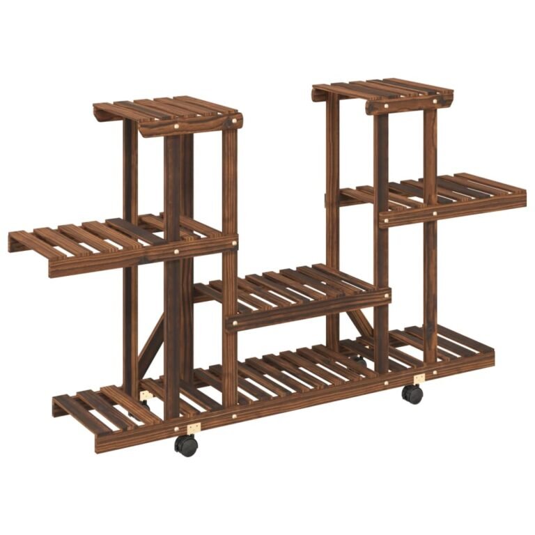Support à fleurs meuble plante avec roues 110 x 25 x 78 cm bois massif de sapin marron 02_0045228
