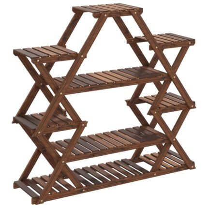 Support à fleurs meuble plante 110 x 25 x 105 cm bois massif de sapin marron 02_0045192