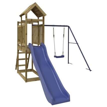 Aire de jeux d'extérieur balançoires toboggan portiques robuste jeux jardin242 x 379 x 214 cm   bois de pin imprégné 02_0004820