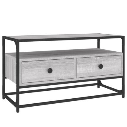 Meuble TV multimédia étagère télévision buffet téléviseur salle à manger salon chambre sonoma 80 x 35 x 45 cm bois d'ingénierie gris 02_0028459