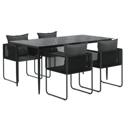 Ensemble de salle à manger de jardin meuble extérieur 5 pièces noir 02_0013903