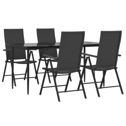 Mobilier à dîner de jardin 5 pièces noir résine tressée 02_0014780