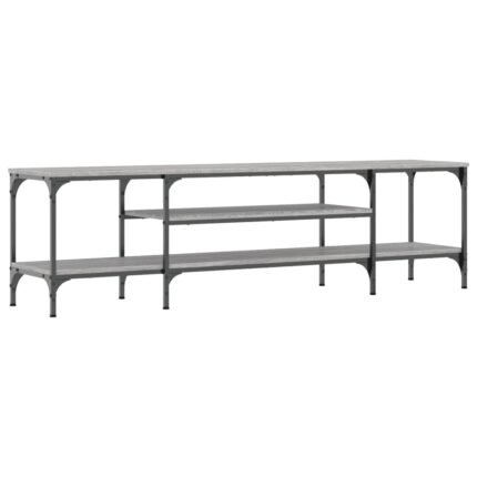 Meuble TV multimédia étagère télévision buffet téléviseur salle à manger salon chambre sonoma 161 x 35 x 45 cm bois d'ingénierie et fer gris 02_0028425
