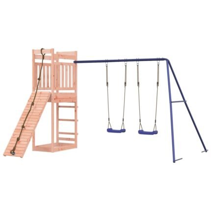 Aire de jeux d'extérieur balançoires toboggan portiques robuste jeux jardin 314 x 256 x 207 cm bois massif de douglas 02_0004779