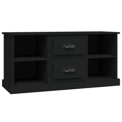 Meuble TV multimédia étagère télévision buffet téléviseur salle à manger salon chambre 99,5 x 35,5 x 48 cm bois d'ingénierie noir 02_0026374