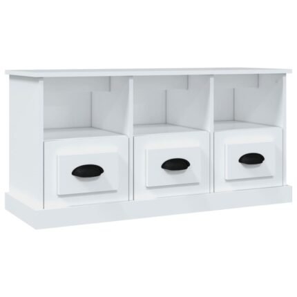 Meuble TV multimédia étagère télévision buffet téléviseur salle à manger salon chambre 100 x 35 x 50 cm bois d'ingénierie blanc 02_0025502