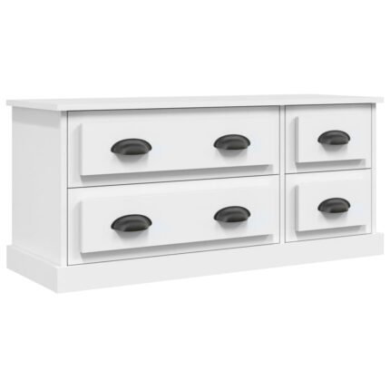Meuble TV multimédia étagère télévision buffet téléviseur salle à manger salon chambre 100 x 35,5 x 45 cm bois d'ingénierie blanc 02_0025522