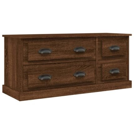 Meuble TV multimédia étagère télévision buffet téléviseur salle à manger salon chambre chêne 100 x 35,5 x 45 cm bois d'ingénierie brun 02_0027118