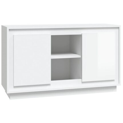 Buffet bahut commode armoire meuble de rangement organisateur cuisine salle de séjour salon brillant 102 x 35 x 60 cm bois d'ingénierie blanc 02_0030561
