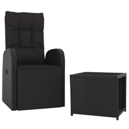 Ensemble de Salon de jardin meuble d'extérieur ensemble de mobilier 2 pièces noir poly rotin et acier 02_0014199